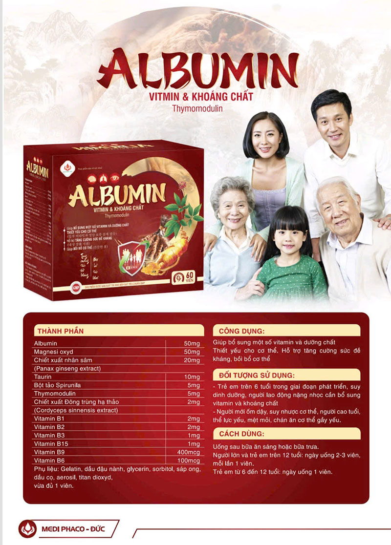 ALBUMIN (Hộp 6 vỉ x 10 viên)