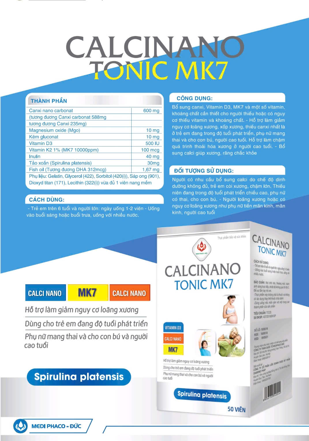 CALCI NANO TONIC MK7 (lọ x 50 viên nang mềm)